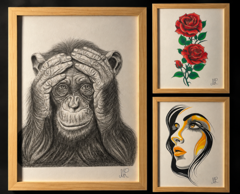 Dessins réalisés par L'Art de l'Expression Tatouage au Havre