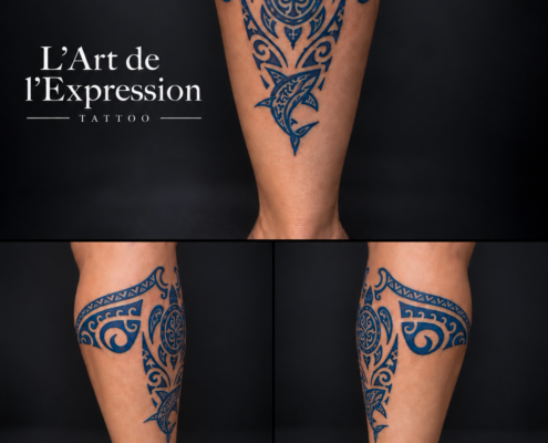 Tatouage polynésien réalisé par L'Art de l'Expression Tatouage au Havre