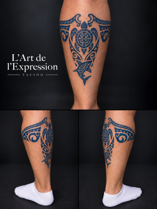 Tatouage polynésien réalisé par L'Art de l'Expression Tatouage au Havre