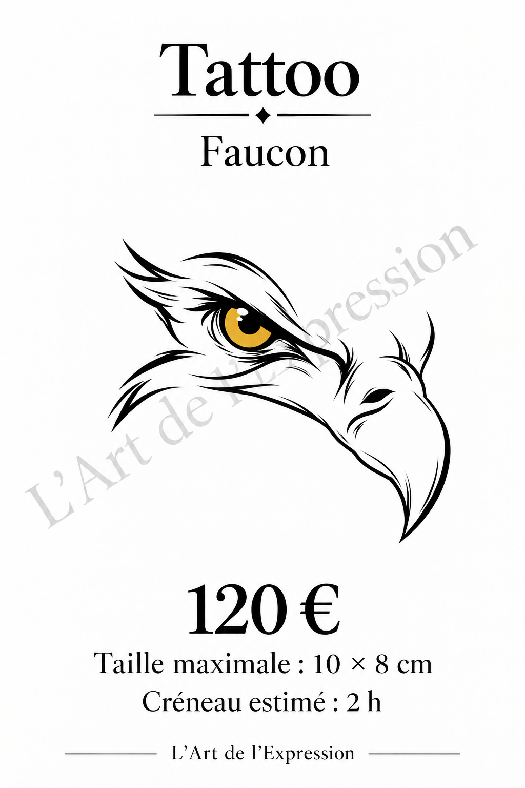 Boutique en ligne faucon par L'Art de l'Expression Tatouage au Havre