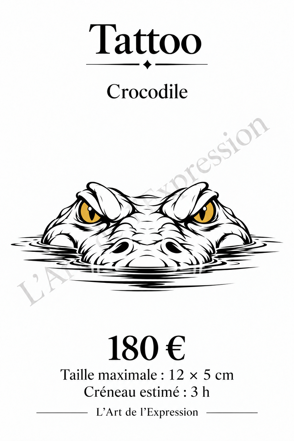 Boutique en ligne Crocodile par L'Art de l'Expression Tatouage au Havre