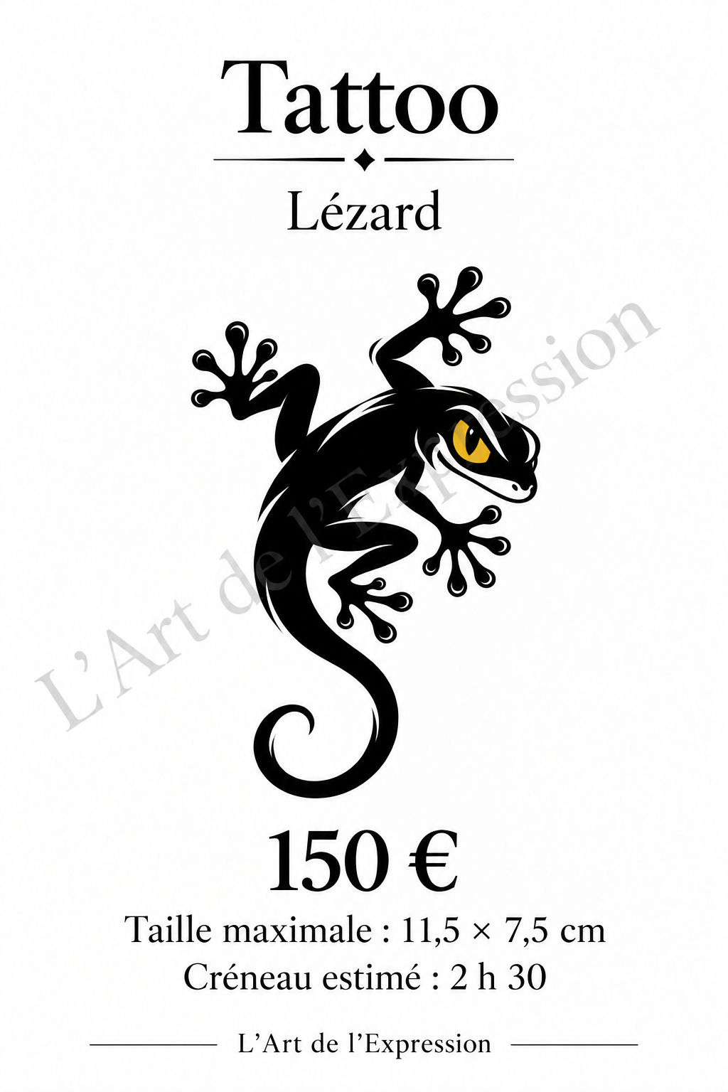 Boutique en ligne lézard par L'Art de l'Expression Tatouage au Havre