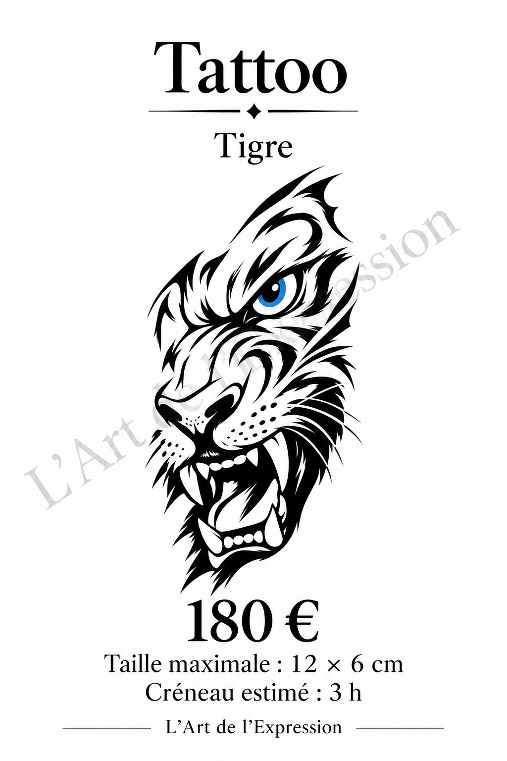 Boutique en ligne tigre par L'Art de l'Expression Tatouage au Havre